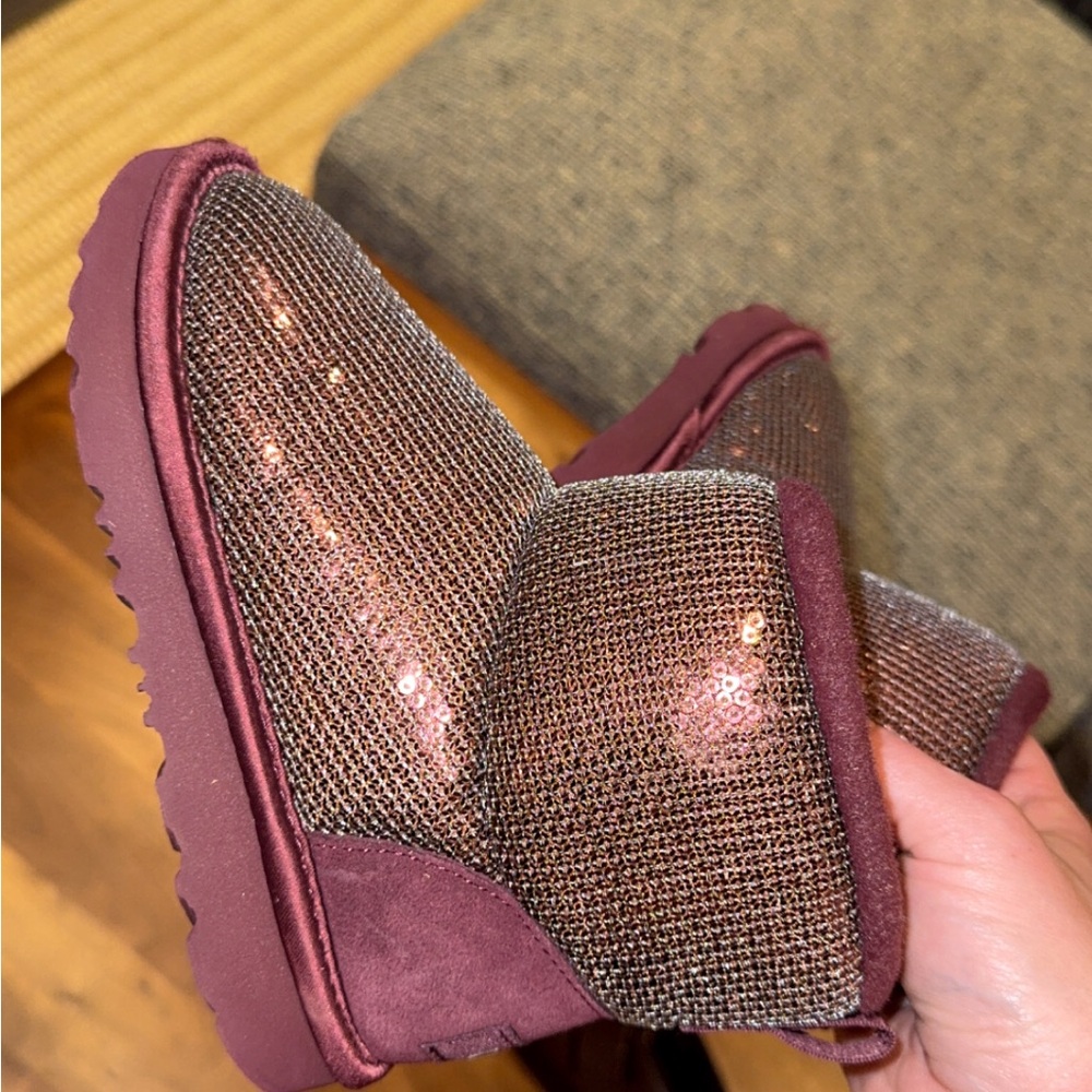 UGG Brown and Silver Boots Sparkly Comfort